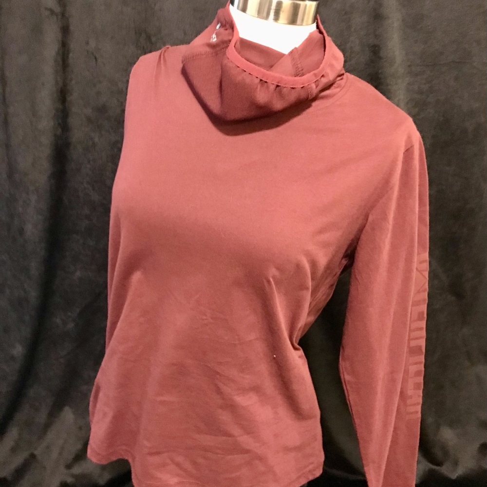 Caterpillar Ladies Maroon Viral Off Long Sleeved Masked Shirt- M